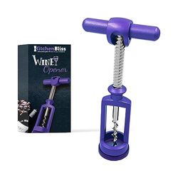 Kitchen Bliss - Abridor de botellas de vino morado, diseño único, aleación de zinc, tornillo seguro para corchos, premium, tirón asistido, sacacorchos giratorio