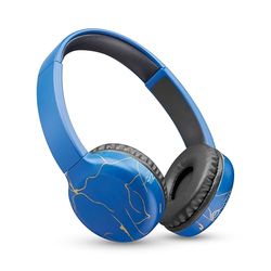 Music Sound - Bluetooth-hoofdtelefoon met soft-touch on-ear hoofdtelefoon - Verstelbare oorhaak - Aanpasbaar en comfortabel - Play Time 22 uur - Blauw