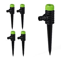 Relaxdays Spruzzatore Set da 5 Irrigatori per Prati, Giardino, Gitatta 6 m, con Spuntone per Il Fissaggio, Plastica, Nero Verde, 19.5 x 6.5 x 3.5 cm