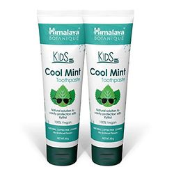 Himalaya Botanique Kids Toothpaste, Cool Mint Flavour to Reduce Plaque and Keep Kids Brushing Longer, 80 g (2 PACK)