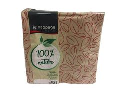 50 serviettes non blanchies 33 x 33 cm 2 V 100 % Nature Feuilles Fuchsia