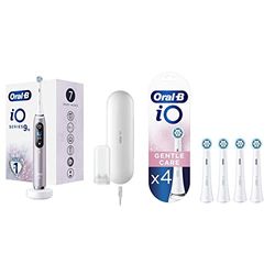 Oral-B iO 9n Go Electric Spazzolino Elettrico con Tecnologia Magnetica, Monitoraggio 3D grazie all'Intelligenza Artificiale & iO Testine Spazzolino Elettrico, Confezione da 4 pezzi, Gentle Care