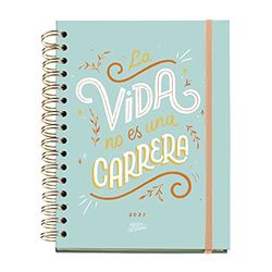 Miquelrius - Jaarplanner 2022 Happy Letters - Weekoverzicht horizontaal - Grootte Plus 155 x 213 mm (ca. A5) - Hardcover mat - Carrera Design - Spaans