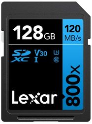 Lexar High-Performance 800x Tarjeta SD 128GB, SDXC UHS-I Tarjeta de Memoria, hasta 120 MB/s de Lectura, 45 MB/s de Escritura, Cámaras de apuntar y Disparar, DSLR, Videocámara HD (LSD0800128G-BNNAG)