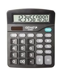 Genie 225 BD Calculatrice de bureau 12 chiffres Dual-Power (Solar et batterie) Design compact Noir
