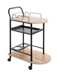 HAKU Möbel Keuken trolley eiken, zwart, MDF, metaal - Maat: B 65 cm x H 83 cm x D 35 cm, Stijl: Modern