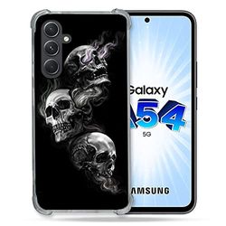 Cokitec Förstärkt härdat glas fodral för Samsung Galaxy A54 5G Triple Skull