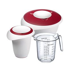 Westmark bakset, 3-delig: 1 mengkom 2,5 l, 1 gardepot 1 l, 1 maatbeker 1 l, kunststof, wit/rood/transparant, 315322E7