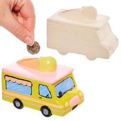 Baker Ross FX708 Keramische Spaarpotten van Ijsroom Van - Set van 2, Keramisch Schilderen Knutselsets voor Kits