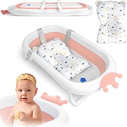 Baignoire bébé avec oreiller RK-280 blanc-rose