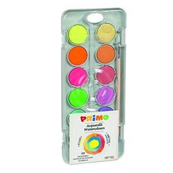 Morocolor PRIMO, acuarelas para niños en colores pastel, paleta de acuarela de 8 colores, tabletas de acuarela de pigmento de 30 mm de alto, colores brillantes y brillantes, Made in Italy, Carbón