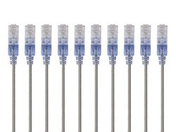 Monoprice Cabo de conexão Ethernet Cat6A, RJ45 sem enganchos, 550 MHz, 10G, UTP, fio de cobre puro nus, 30 AWG, pacote de 10, 1 pé, cinzento - série SlimRun