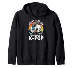 No puedo oírte, estoy escuchando mercancía de K-pop Panda Retro Sudadera con Capucha