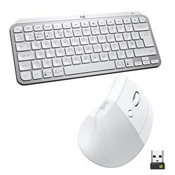 Kit tastiera Logitech MX Keys Mini e Logitech Mouse Ergonomico, Wireless, tasti retroilluminati, Bluetooth o ricevitore USB Logi Bolt, silenzioso, Windows/macOS/iPadOS, Laptop, PC, QWERTY IT - Bianco