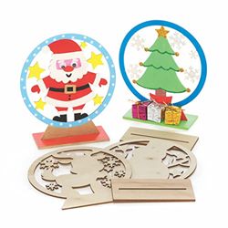 Baker Ross FC112 Globos de Nieve de Madera para Navidad - Paquete de 5, Manualidades de Madera para Hacer y Decorar, Haz tus propias Decoraciones Navideñas