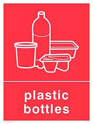 Pack de cinco – Carteles de reciclaje de botellas de plástico – 150 x 200 mm – A5P
