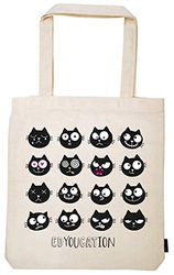 Moses Ed, The Cat Shopper Edyoucation | Tragetasche aus 100% Baumwolle | Einkaufstasche Messenger Bag 42 Centimeters Off-White (Natur)