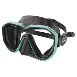 SEAC Appeal, máscara de Buceo de Lente única Made in Italy con Hebilla 3D Directamente en la Falda, Negro/Azul Claro, Narrow