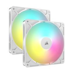 CORSAIR RS140 ARGB 140 mm PWM Ventilatoren – Daisy-Chain Aansluiting – Geluidsarm – Magnetische Koepellager – Dubbel Pakket – Wit