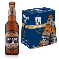 Mahou 0,0 Tostada, Cerveza Lager Refrescante, Ligera y Suave, Sabor Auténtico de Cerveza, 0.0 % Vol Alcohol, Pack de 6 Botellas x 25 cl