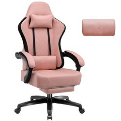 GTPLAYER Chaise de Gaming en Tissu - avec Coussin à Ressorts ensachés - Ergonomique - Pivotante - avec Repose-Pieds - Charge maximale : 150 kg - Orange