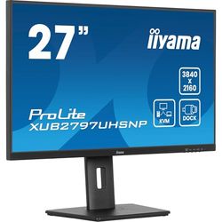 iiyama XUB2797UHSNP-B1 27 inch IPS USB-C Dock Display 96W Charging, 4ms, 3840x2160, RJ45/HDMI/DP, 1 x DP-OUT(MST), 4 x USB Hub, KVM, Height Adjustable Stand, 5 Yr Warranty
