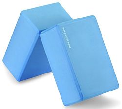 Fitvids Set van 2 yogablokken met hoge dichtheid, elk 23 x 15 x 10 cm, paar (blauw)