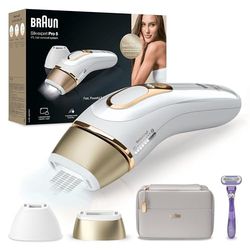Braun Silk Expert Pro 5 Epilatore LUCE PULSATA Alternativa al laser, Ideale per Zone Sensibili, Viso, Bikini e Ascelle, 2 Accessori, Rasoio, Custodia Viaggio, Idea Regalo PL5157 Bianco e Oro