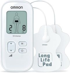 OMRON E3 Intense Portable TENS Drug-Free Pain Reliever - Customizable Pain Relief for Joints and Muscles with 6 Programs and 15 Intensity Levels - Compact Design with Reusable Pads (Up to 150 Uses)