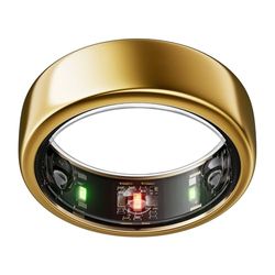 Oura Gen3 Horizon Anneau connecté - Taille 8, Gold | Suivi sommeil, fréquence cardiaque et activité - Max. 7 jours d'autonomie - Compatible iOS/Android - Baguier Oura pour trouver votre taille
