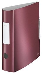 Leitz, Archivador de Palanca, Rojo Granate, A4, Lomo curvado de 8 cm ancho, Cierre con Goma elástica, Polyfoam Ligero, Active Style, 11080028