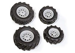 Rolly Toys 40 984 6 rollyTrac Air Tyres luchtbanden (voor RollyToys voertuigen, velg zilver, maten: 2x 325x110 / 2x 260x95) 409846