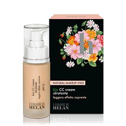 Helan - CC Cream Naturale, Idratante e Leggera con Protezione Solare Viso SPF 10 e Acido Ialuronico, Fondotinta Coprente Effetto Leggero Opacizzante, Make Up Luminoso e Uniforme - Trucchi Donna, 30 ml