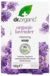 Dr Organic Lavender Soap Bar, Cleansing, Mens, Womens, Natural, Vegan, Cruelty-Free, Paraben & SLS-Free, Plastic Free, Organic, 100g, Packaging may vary