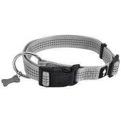 Bobby Safe halsband voor grote honden, reflecterend, duurzaam en verstelbaar, met veiligheidsgesp, grijs, maat L, 42-70 cm