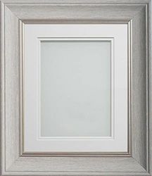 Frame Company Drummond Pale Grey Photo Frame, Double White Mount, 16x12 for 12x10 inch, fitted with perspex