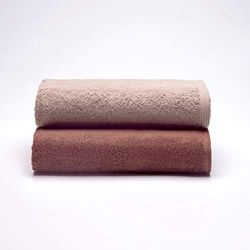 Sancarlos - Ocean, Set di 2 asciugamani da bagno combinati, colore pietra e marrone, dimensioni 100 x 150 cm