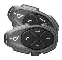 INTERPHONE TOUR HD podwójny domofon kask motocyklowy słuchawki stereo o wysokiej wierności 40 mm, 4 rowerzystów, odstęp 1,5 km, zasięg 25 godzin, szybkie ładowanie, TFT, wodoszczelność IPX67