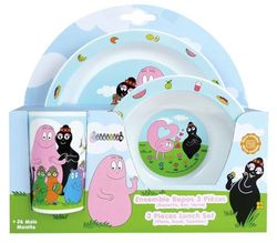 FUN HOUSE | Set Vaissellle Barbapapa Pour Enfant | 1 verre, 1 Assiette + 1 Bol | Réutilisable & Micro-Ondable | Licence Officielle | Couleurs Vives| Marque Française | Idée Cadeau Enfant