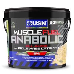 USN Muscle Fuel Anabolic All-In-One Muscle Mass Gainer, Vanilla Flavour - 4kg, 54g Protein Powder, 5g Creatine Powder & 5g BCAA Powder For Maximum Muscle Growth, Post Workout Recovery Drink Mix
