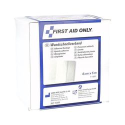First Aid Only Rouleau de pansements 5 mètres x 6 cm | Pansements en rouleau dans une boîte distributrice pratique | Pansements découpables en lot économique | Doux pour la peau et sensibles | P-10041
