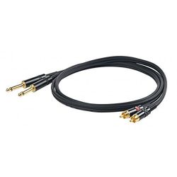 Proel CHLP310LU5 - Cavo audio professionale "STEREO" 2x Jack Mono 6,3mm a 2x spina RCA - 5mt, Nero (5mt)