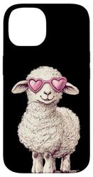 Cute Fluffy Lamb with Heart Sunglasses Costume Case for iPhone 14