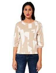 Street One Dames T-shirt 3/4 mouw, Buff Sand Melange, 38