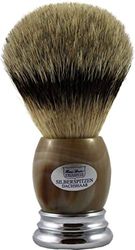 Hans BAIER Exclusive punta pennello da barba Argento Vero Corno chiaro con base in metallo