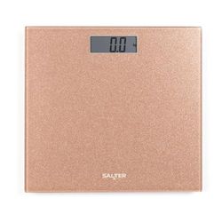 Salter 9037 RGGL3R digitale badkamerweegschaal met roségouden glitter, ultraslank platform van gehard glas, groot, gemakkelijk af te lezen LCD-scherm en onmiddellijke gewichtsaflezing, maximaal gewicht 180 kg/28st 8 pond