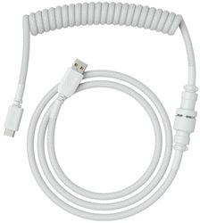 Glorious PC Gaming Race Coiled Kabel Ghost White, USB-C naar USB-A spiraalkabel, USB C-kabel spiraalkabel, Coiled Kabel Keyboard met Aviatorplug, 1,37 meter, netjes USB C spiraalkabel, Ghost White