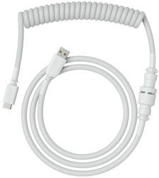 Glorious PC Gaming Race Coiled Kabel Ghost White, USB-C naar USB-A spiraalkabel, USB C-kabel spiraalkabel, Coiled Kabel Keyboard met Aviatorplug, 1,37 meter, netjes USB C spiraalkabel, wit