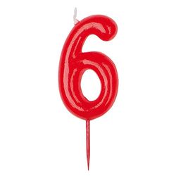 Dekora - Rode Cijfer Verjaardagskaarsen | Nummer 6 | 5,5 cm