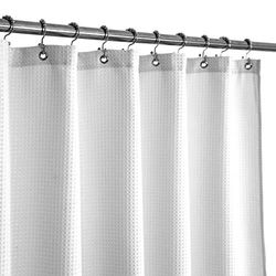 Rideau de douche extra long avec hauteur de 218,4 cm, tissu gaufré, spa de luxe hôtelier, hydrofuge, lavable en machine, 230 g/m² lourd, rideau décoratif pour salle de bain à motif piqué blanc
